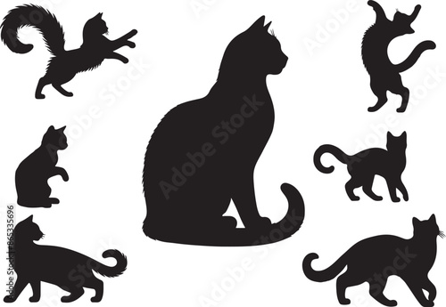 Vector cat silhouette view side for retro logos, Isolated on a white background.