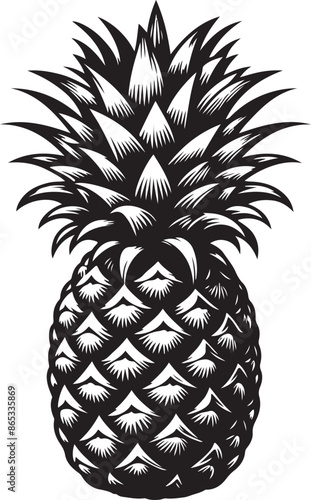 pineapple vector silhouette  white background no shadow