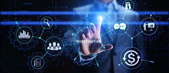 Investigation inspection audit business concept on virtual screen.