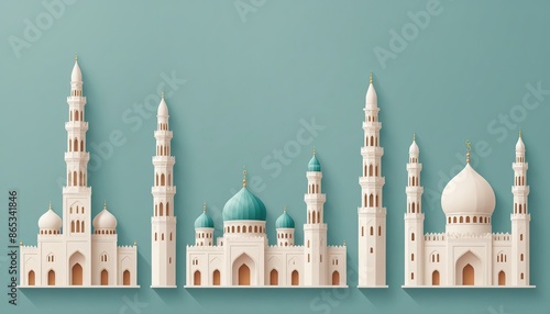 icon set vector art design. mosque. minaret. church. dome. pastel color. cathedral. temple. Vihara. the white house. the grand palace