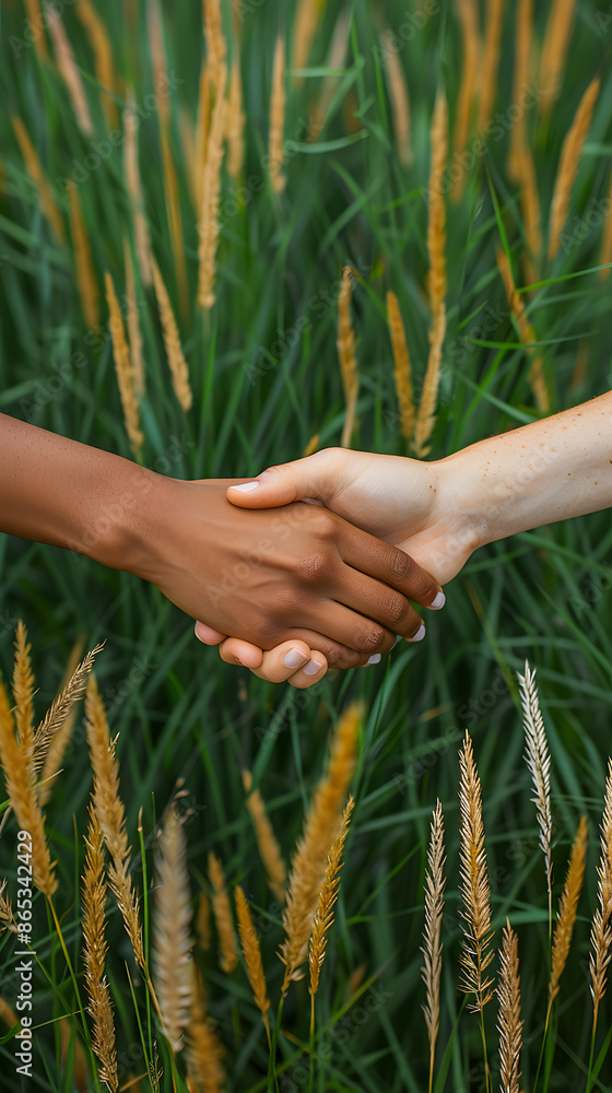 Naklejka premium African and American shaking hands 