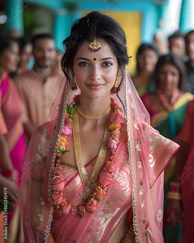 beautiful Indian bride wearing a traditional Indian bridal dress