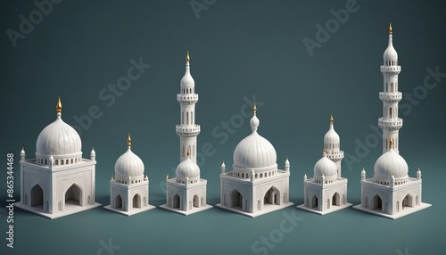 icon set vector art design. mosque. minaret. church. dome. pastel color. cathedral. temple. Vihara. the white house. the grand palace