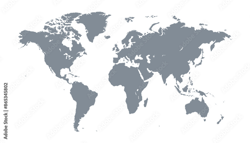 World map. Modern grey vector map. Silhouette map. World map. Modern grey vector map. Silhouette map.