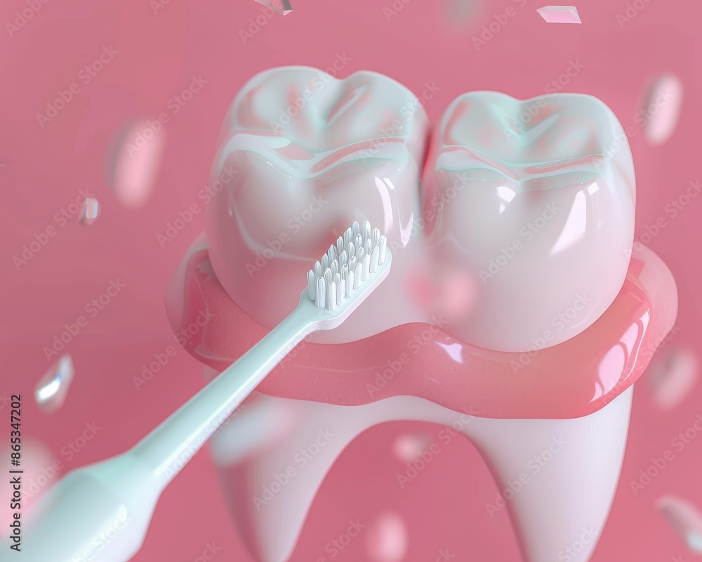 A 3D illustration of an electric toothbrush cleaning teeth isolated on white. Medically accurate. A 3D illustration of an electric toothbrush cleaning teeth isolated on white. Medically accurate.