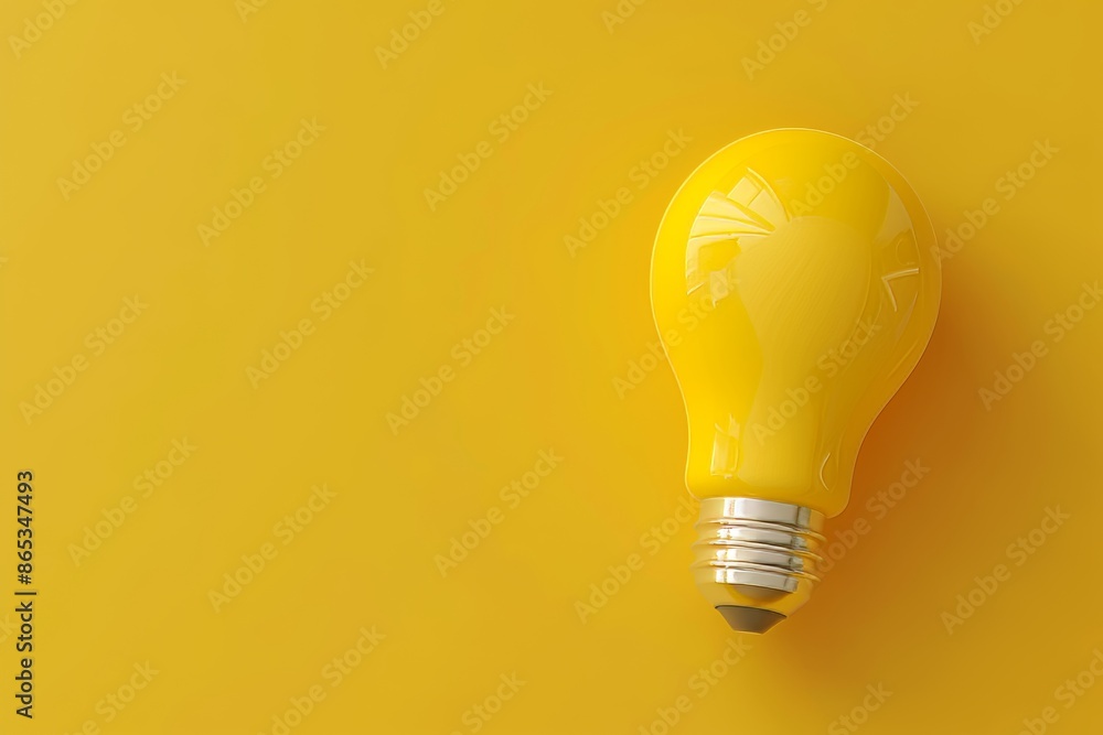 A light bulb is isolated over a yellow background. This concept is minimalist in nature. A light bulb is isolated over a yellow background. This concept is minimalist in nature.