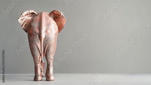 Detailed 3D illustration of a bronze elephant's front view photo