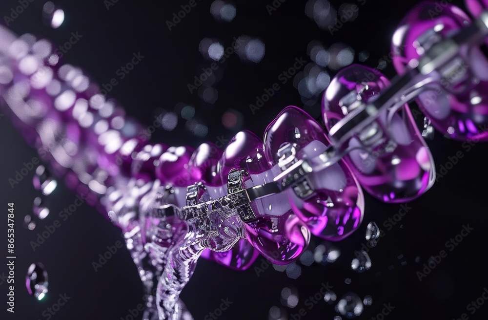 Medically accurate 3D illustration of an irrigation system cleaning braces with water jets. Medically accurate 3D illustration of an irrigation system cleaning braces with water jets.