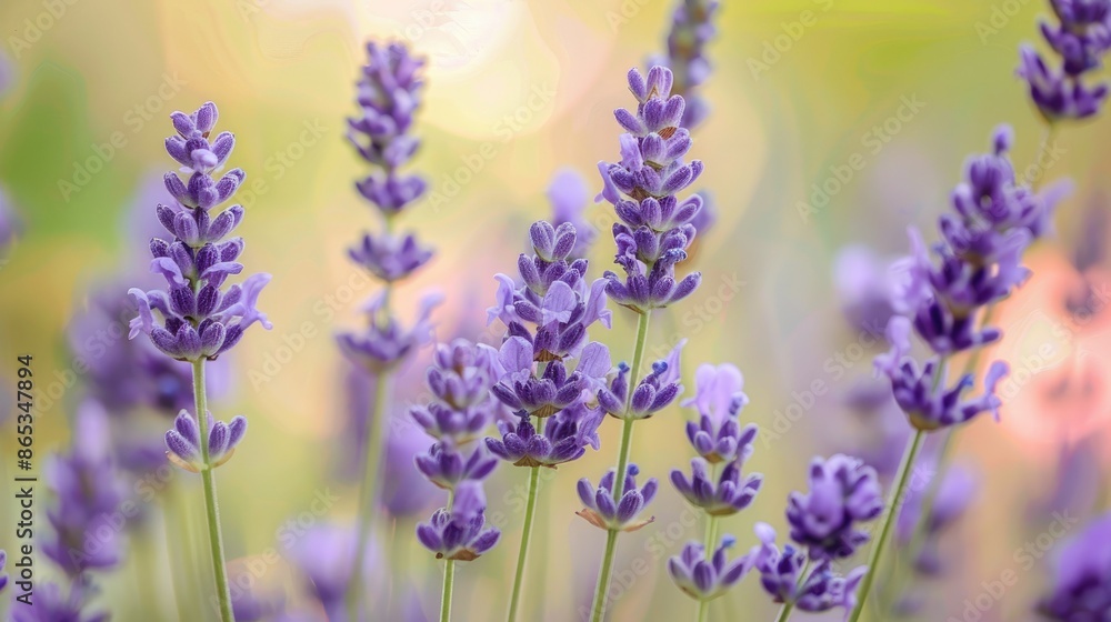 Fototapeta premium A close-up of lavender flowers in bloom with a soft-focus background