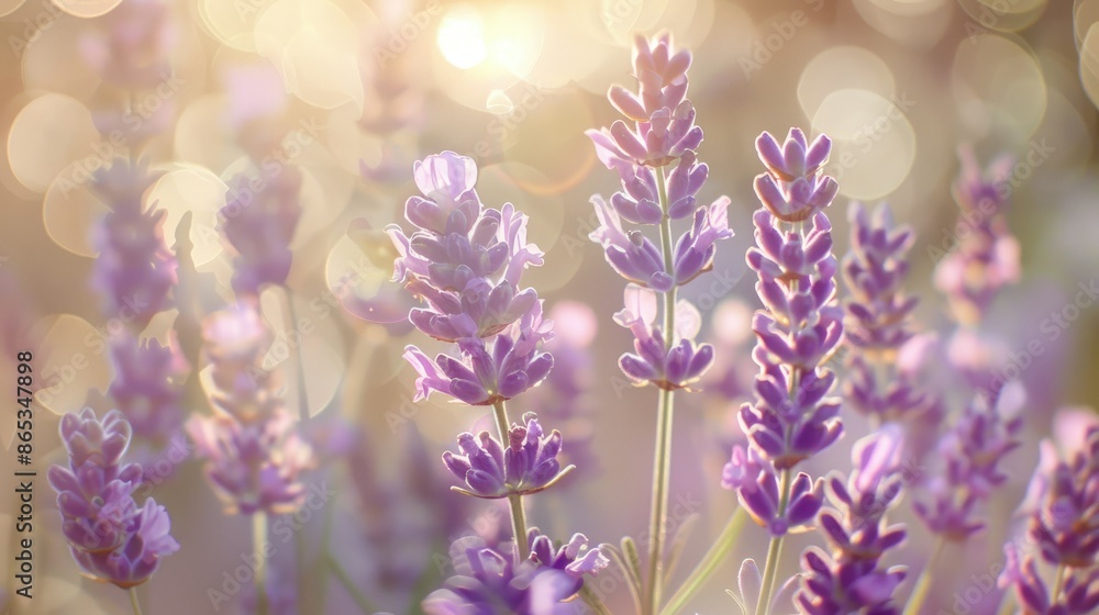 Naklejka premium A close-up of lavender flowers in bloom with a soft-focus background