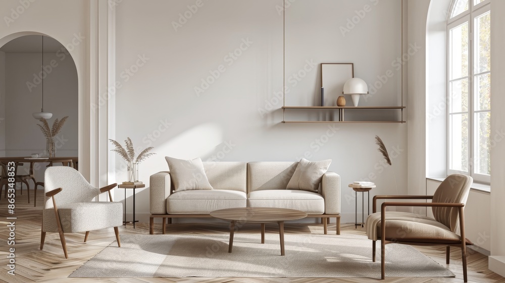 Fototapeta premium Illustration of a modern style conceptual interior room in 3D