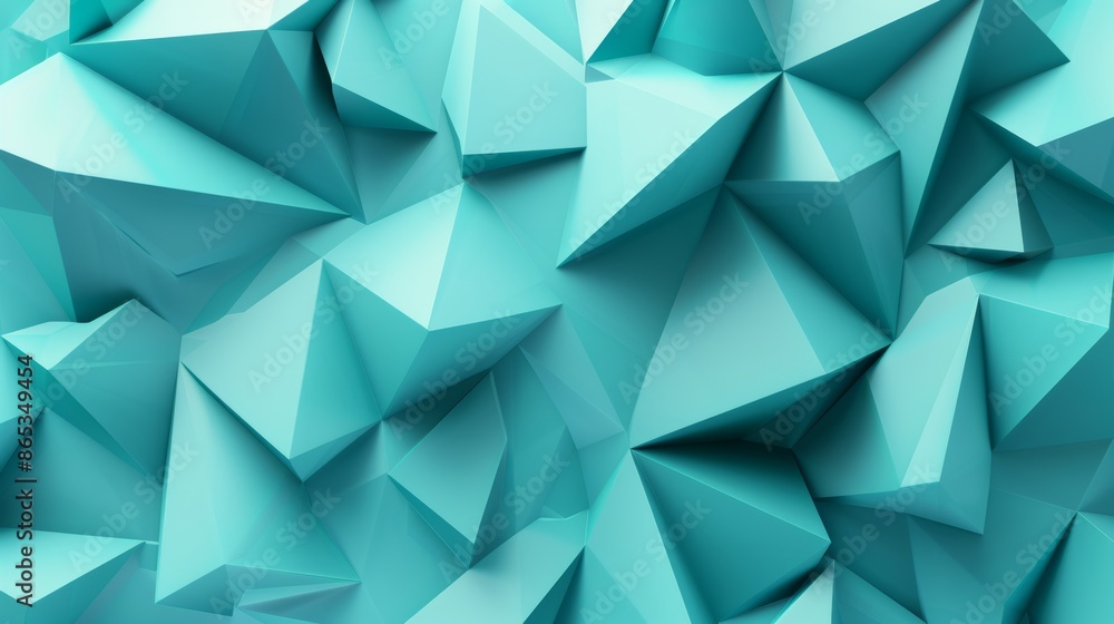 Obraz premium Tile Wallpaper on polished, semigloss wall. This is a 3D render using triangular, teal blocks.