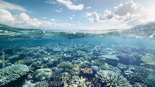 Fototapeta Naklejka Na Ścianę i Meble -  Pristine Ocean Teeming with Vibrant Marine Life Showcasing Water Sustainability