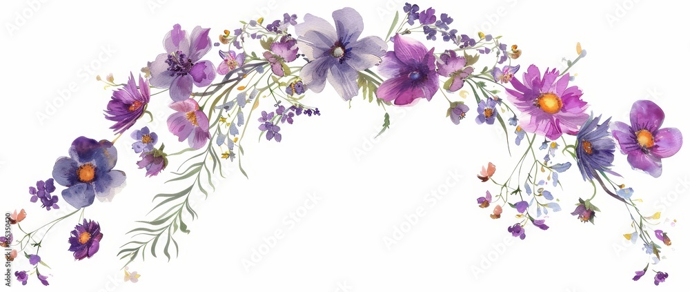A watercolor flower branch with wild field herbs flowers. Modern design for invitation, card, stationery, wallpaper, fashion, and wedding decorations. Hand-drawn illustration. A watercolor flower branch with wild field herbs flowers. Modern design for invitation, card, stationery, wallpaper, fashion, and wedding decorations. Hand-drawn illustration.