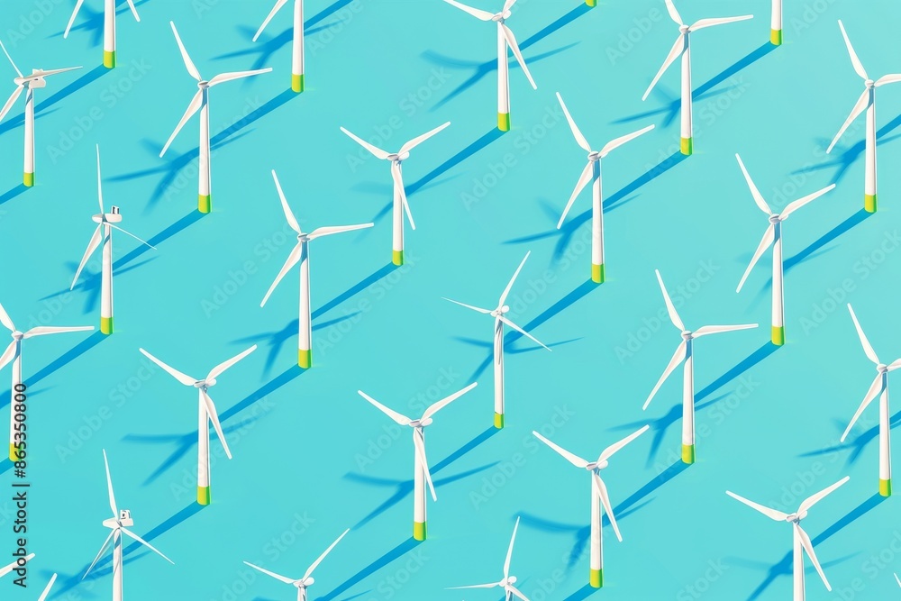 Studio pattern of wind turbines on squares Studio pattern of wind turbines on squares