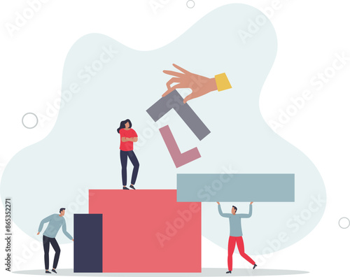Successful and productive strategy to reach goal with unity and working together.flat illustration.