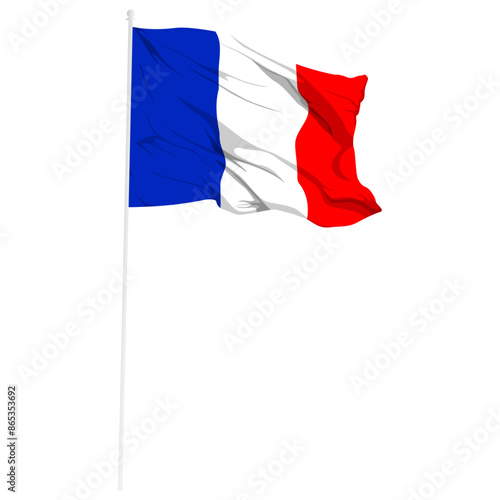 Vector illustration of wavy France flag on transparent background