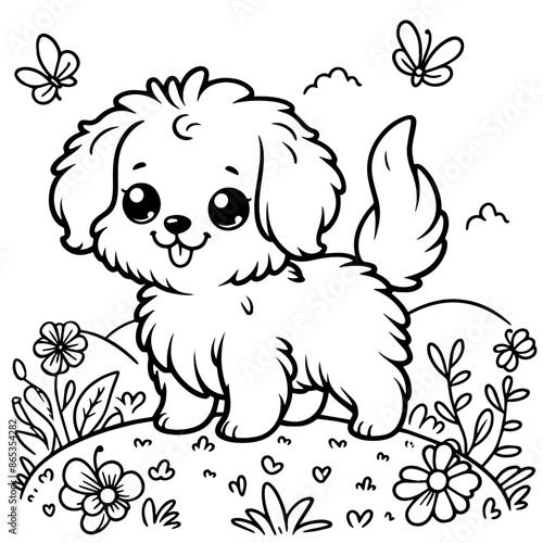 cartoon, dog, animal, illustration, coloring, vector, drawing, coloring book, black, funny, outline, comic, set, sketch, art, book, pet, rabbit, fairytale, children, puppy, fun, fantasy, animals