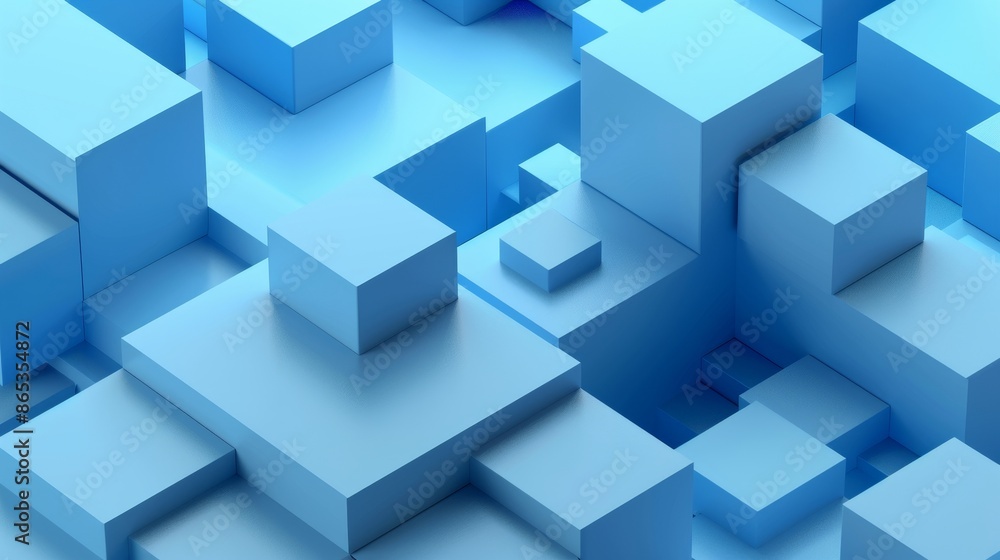 A minimalistic 3D render with a blue geometric background A minimalistic 3D render with a blue geometric background
