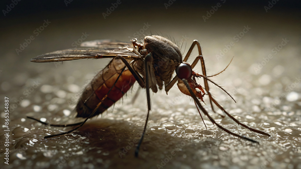 A mosquito mid-bite, with its unsuspecting victim A mosquito mid-bite, with its unsuspecting victim