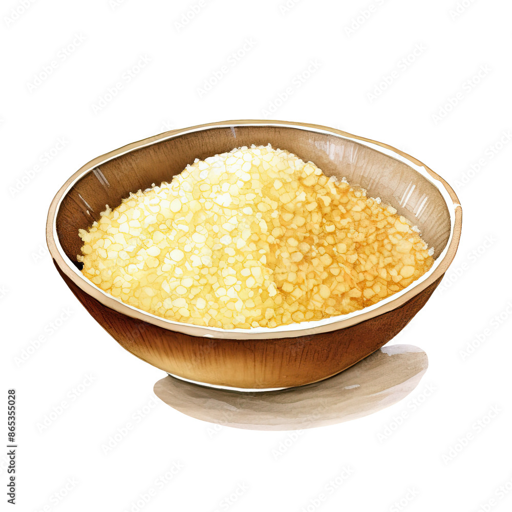 watercolor of A bowl filled with granular sugar, isolated on a transparent background. watercolor of A bowl filled with granular sugar, isolated on a transparent background.