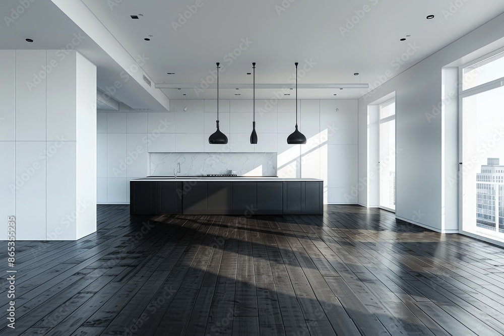 Obraz premium Vacant city residence with hardwood floors