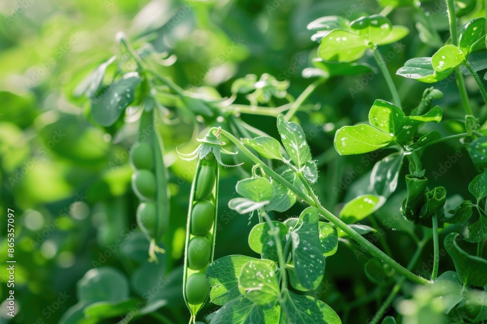 Pea Plant. Close-Up of Fresh Green Bean Bushes in a Crop Field Pea Plant. Close-Up of Fresh Green Bean Bushes in a Crop Field