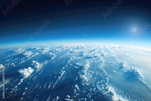 Space Plane. View of Earth from High Altitude in the Atmosphere photo