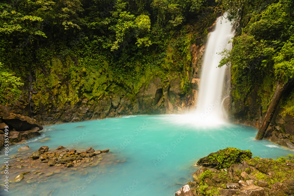 blue Rio Celeste waterfall in the Tenorio National Park in Costa Rica blue Rio Celeste waterfall in the Tenorio National Park in Costa Rica
