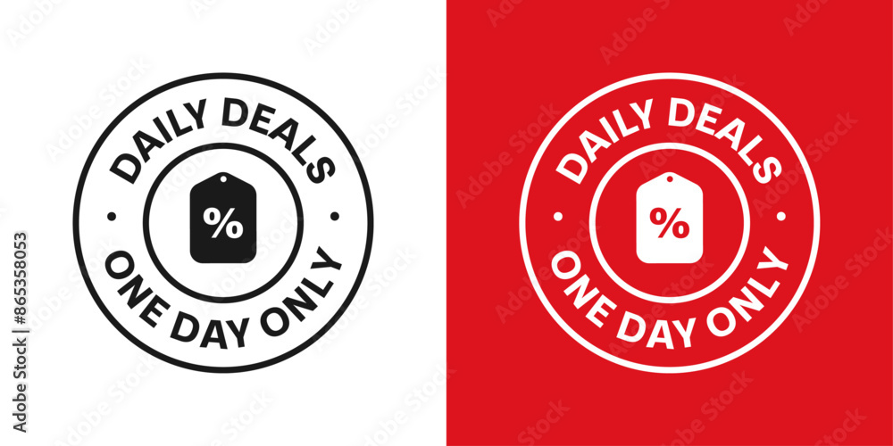 Fototapeta premium daily deals one day only sale set black and red stamp