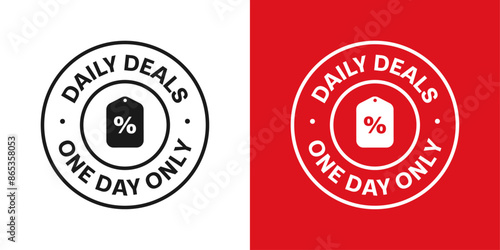 daily deals one day only sale set black and red stamp