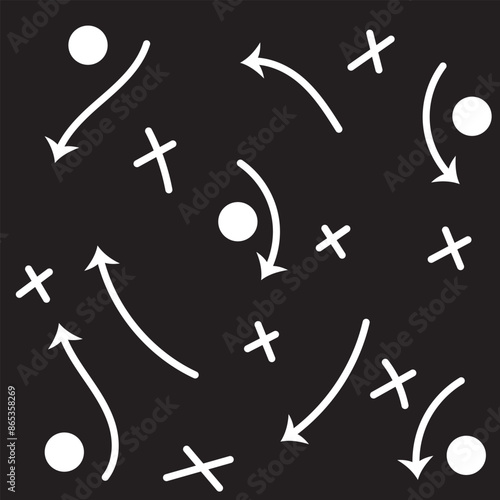 football tactics icon set, game success strategy in football, scheme play, vector illustration on white background