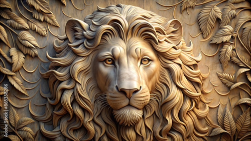 Beautiful Lions 3d relief wallpaper. Mural wallpaper. Wall art. AI-generated 