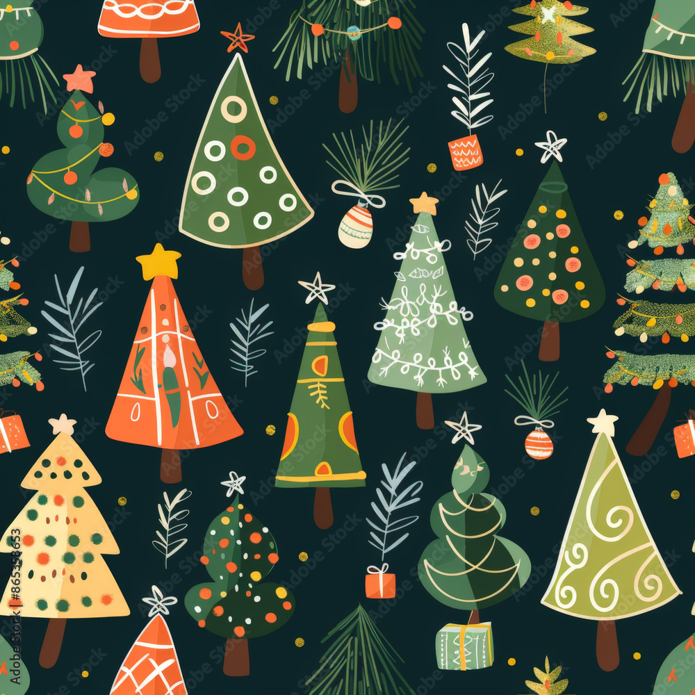 Whimsical Christmas Trees Pattern Whimsical Christmas Trees Pattern