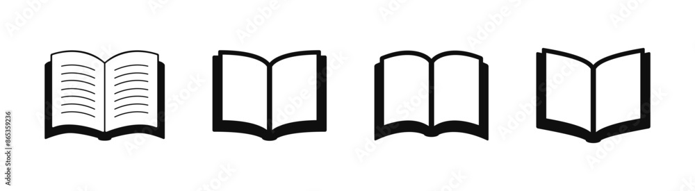 Book vector icon set. Books open learning concept icons. Book vector icon set. Books open learning concept icons.