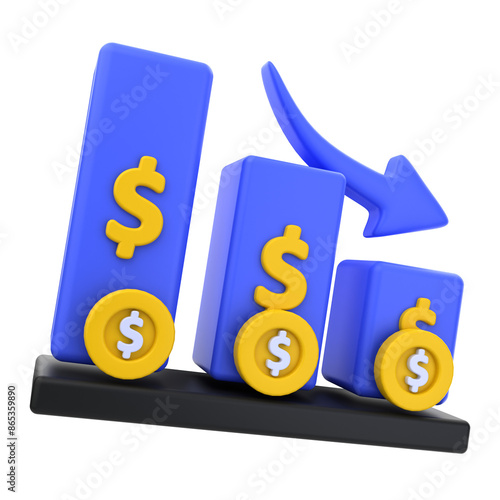 3D Rendering of Financial Loss Icon