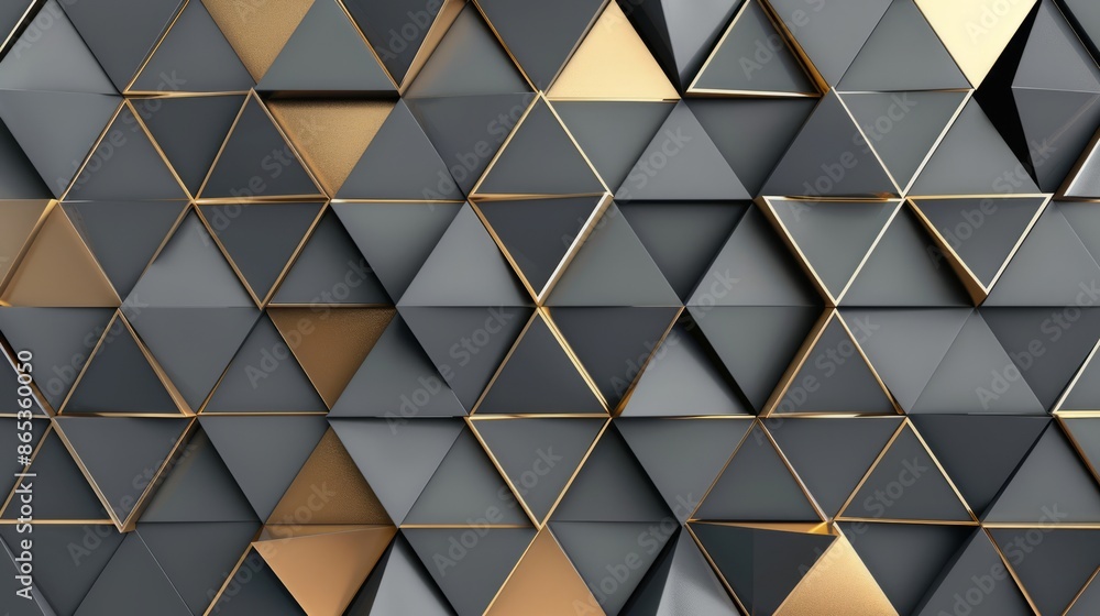 A modern aesthetic 3D geometric pattern featuring gold accents for decorative purposes A modern aesthetic 3D geometric pattern featuring gold accents for decorative purposes