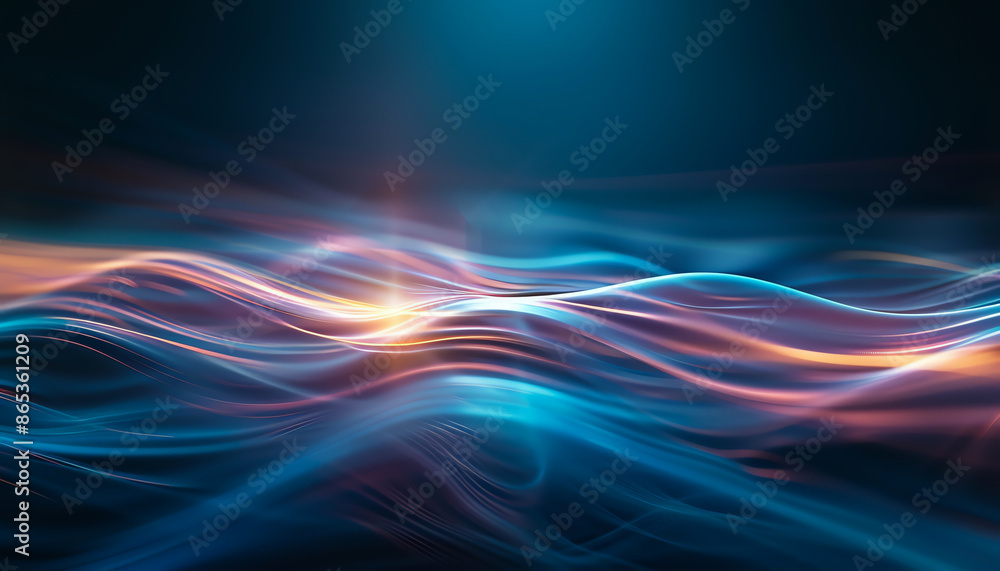Abstract digital waves with glowing light trails in blue and orange colors, perfect for technology and futuristic concepts. Abstract digital waves with glowing light trails in blue and orange colors, perfect for technology and futuristic concepts.