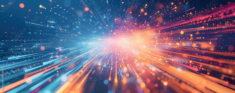 Naklejka premium Close up panoramic view of the motherboard with components.