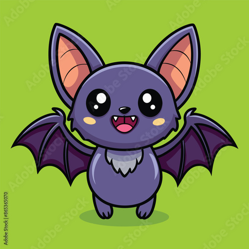 Cute Bat Cartoon Vector Icon Illustration.