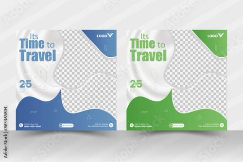 Modern Travel Poster for Social Media, Beach Vacation Social Media Design, Summer Travel Post Design