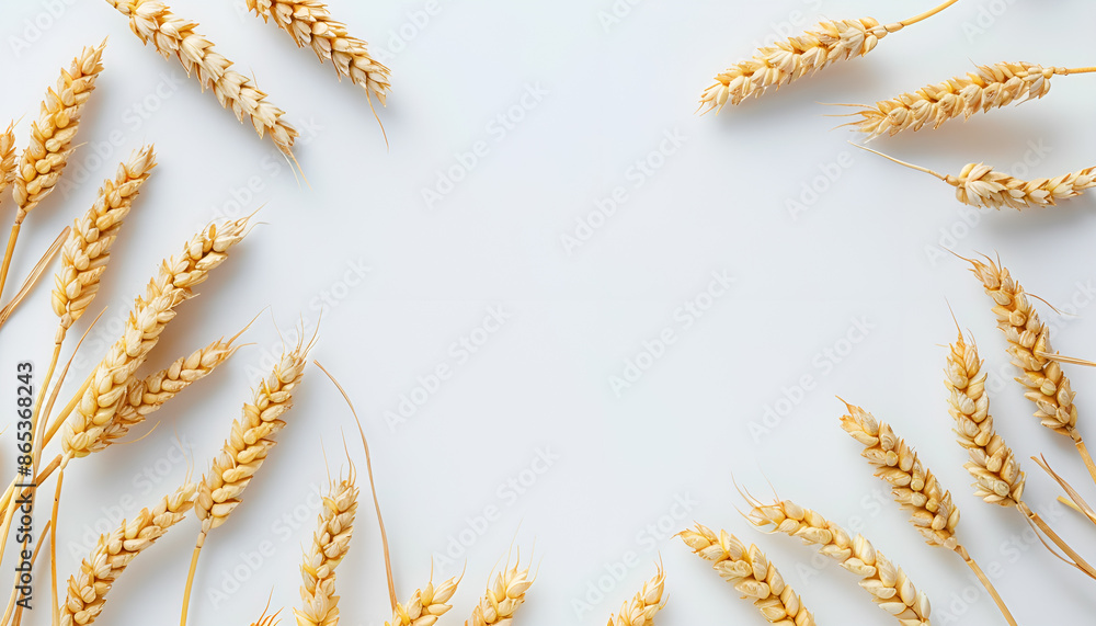 Frame made of wheat spikelets on white background Frame made of wheat spikelets on white background