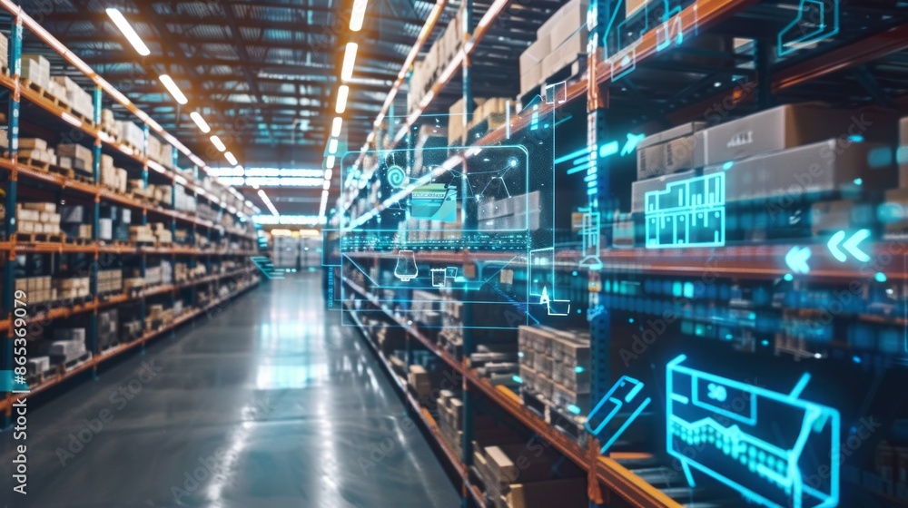 smart warehouse management system. digital high technology smart warehouse management system. digital high technology