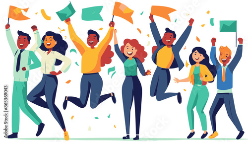 Diverse Office Team Celebrating Success Together