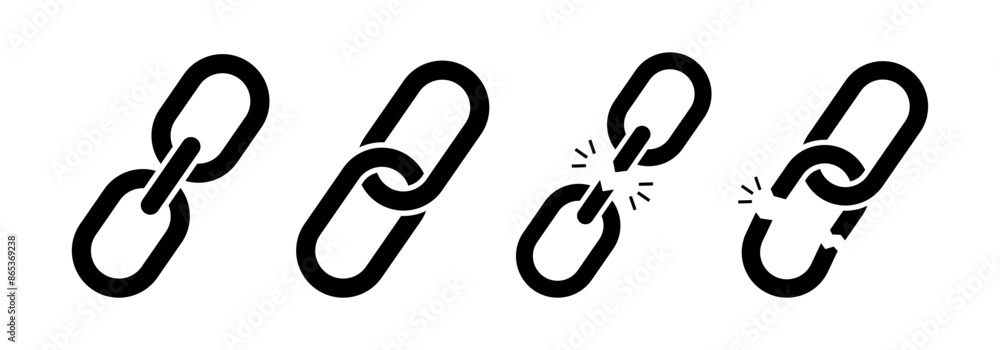 Chain vector icon set. Chains link breaking icons. Chain vector icon set. Chains link breaking icons.