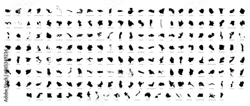 Countries map vector silhouette set. Political map collection.