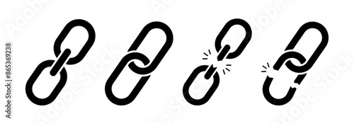 Chain vector icon set. Chains link breaking icons.