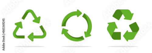Recycling vector triangle symbol. Recycle arrows icon set.