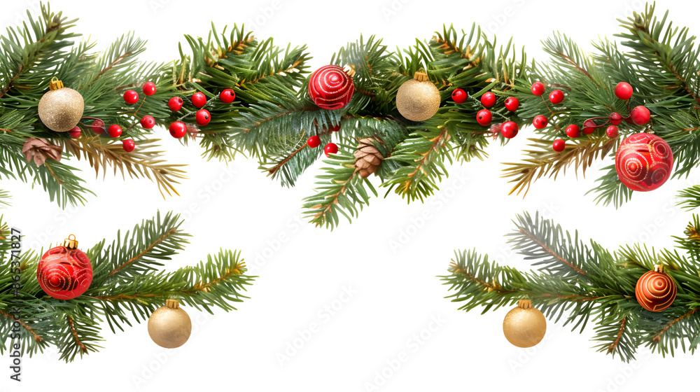 Christmas garland, PNG file, transparent background, isolated on white Christmas garland, PNG file, transparent background, isolated on white