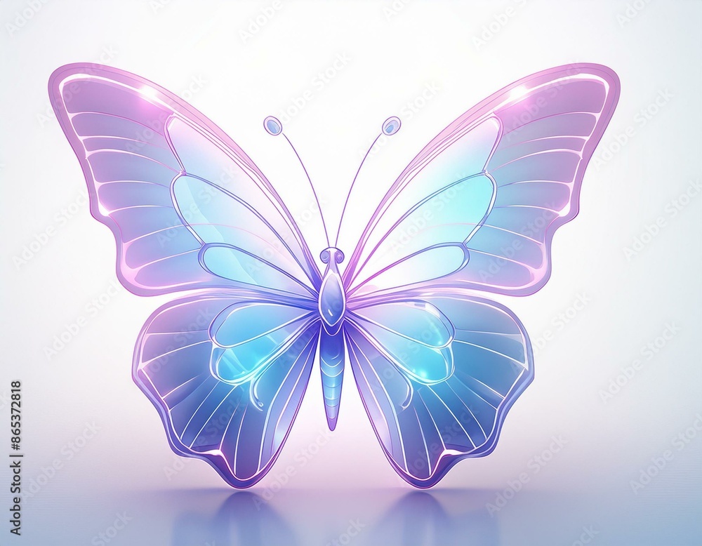 glass butterfly in soft cool gradient colors, isolated on white background glass butterfly in soft cool gradient colors, isolated on white background